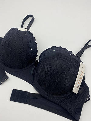 Бюстгальтер мереживний чорний HANA чашка C на 2 гачки 5227