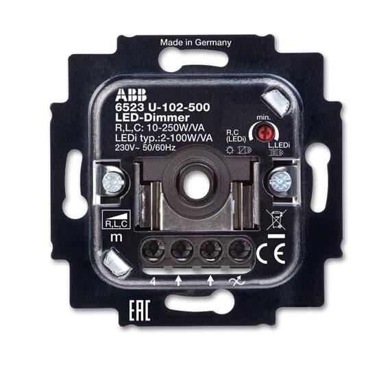 Механізм ABB 6523 U-102-500 світлорегулятора світлодіодних ламп 2-25Вт з/п (2CKA006512A0335)