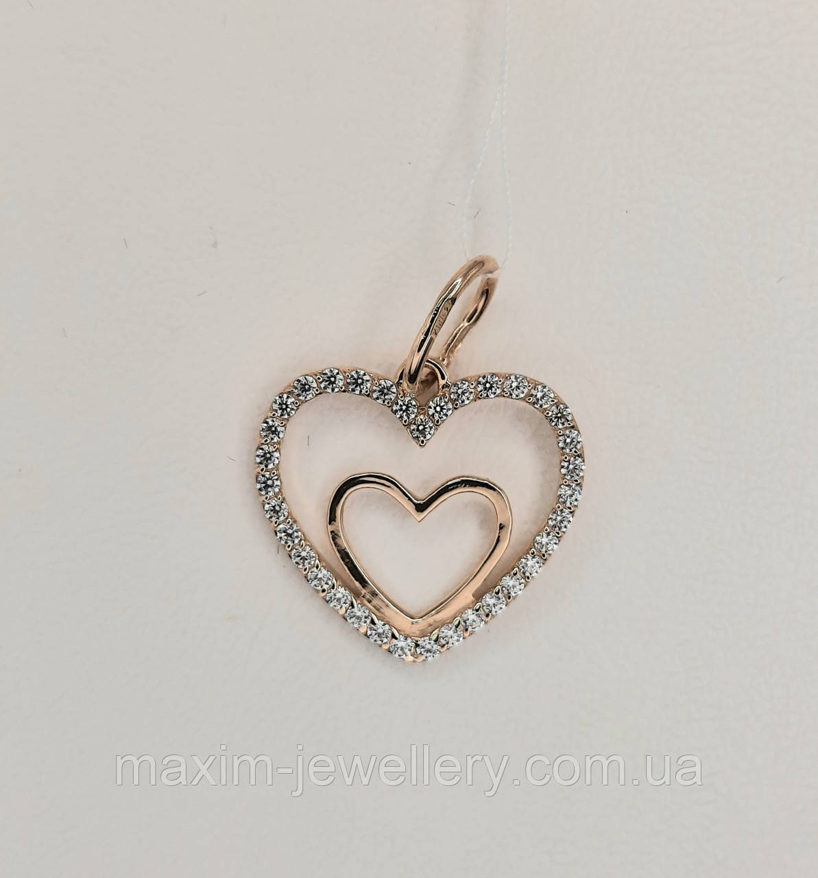 Підвіска "Серце" із золота з куб.цирконієм, фото 1