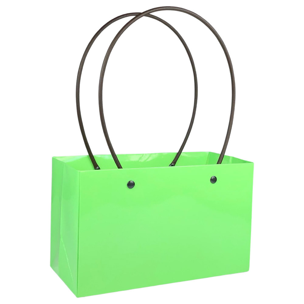 Паперова сумка прямокутна вологостійка для букетів салатова, фото 1