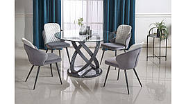 Стіл круглий зі скла Optico 122x122 чорний Halmar