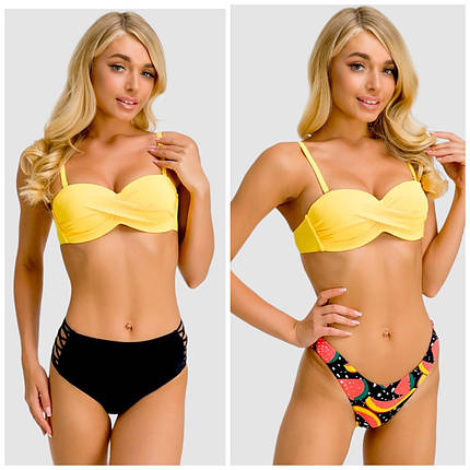 Купальник кавуни високі плавки та чайки Z.Five 55276 жовтий на 42 44 46 48 50 укр розмір, фото 1