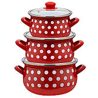 Набір емальованих каструль "Горох червоний" 558