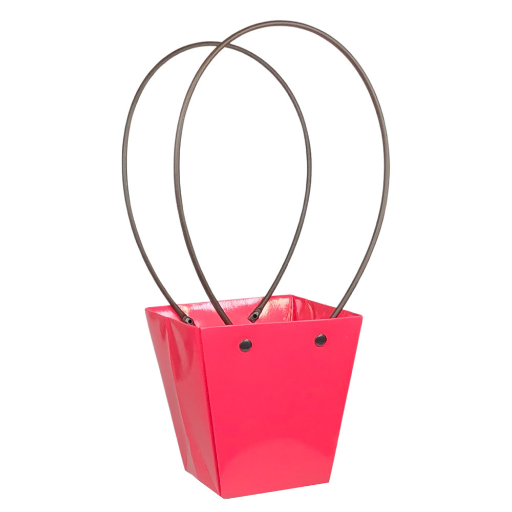 Паперова сумка-трапеція вологостійка для букетів яскраво-рожева, фото 1