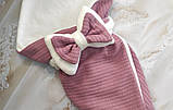 Демісезонний конверт для новонароджених, бавовняна коса, темна троянда, фото 2