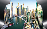 Фото обои пейзаж 368x254 см 3Д Панорама на город Дубай (2201P8)+клей