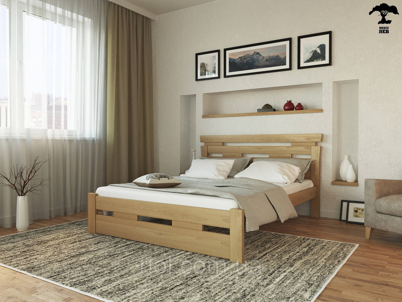 Ліжко Зевс з натурального дерева Бук, фото 1