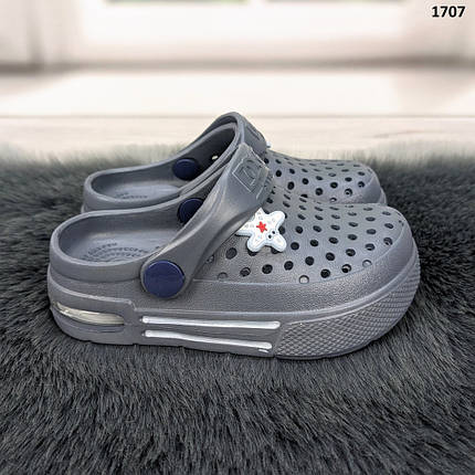 Крокси сабо дитячі для хлопчика темно-сірі з балоном Dago Style р-р 25-30, фото 1