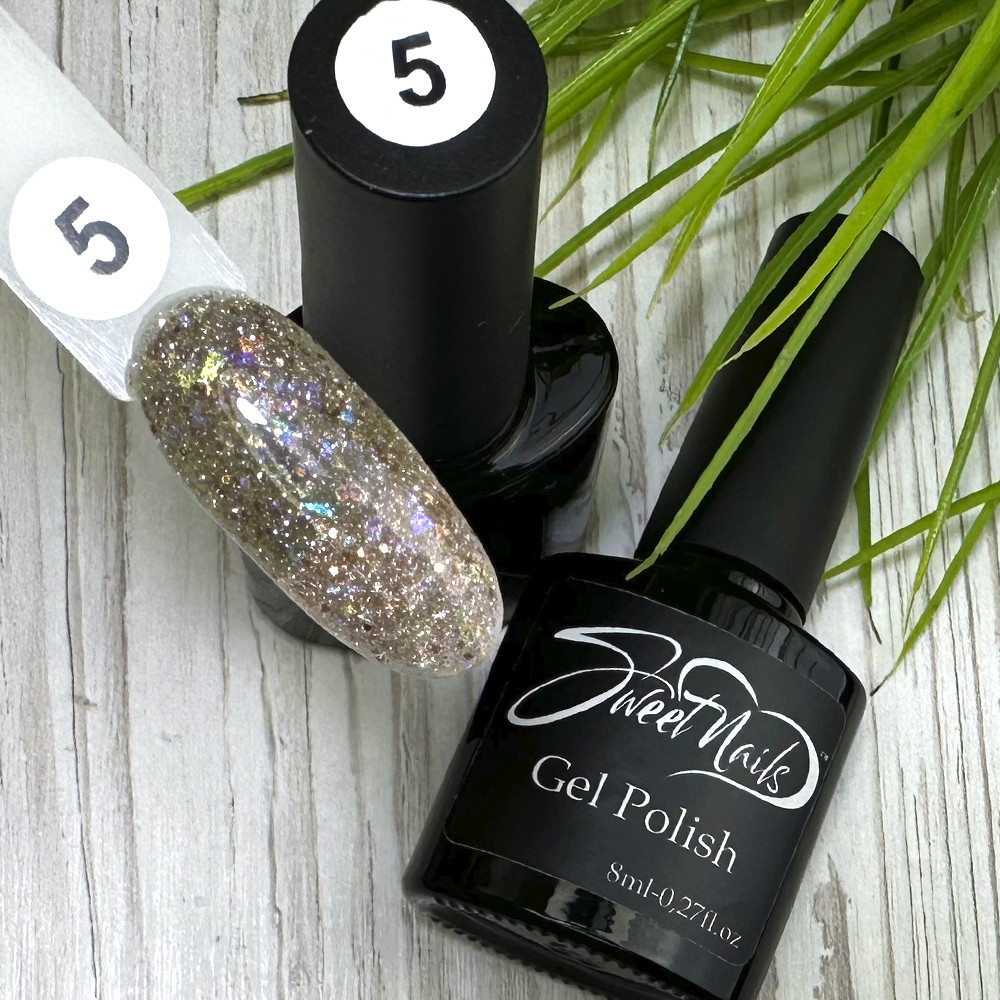 Термо гель-лак сріблясто-бежевий SweetNails Disco Thermo №05 8 мл