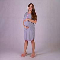 Трикотажна жіноча нічна сорочка з коротким рукавом кулір "Сіра" р.44-56