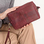 Шкіряна косметичка-несесер 3.1 (бордова) шкіра Crazy Horse, фото 4