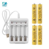 Комплект зарядний пристрій на 4 слоти LED + акумулятори Ni-Cd 1.2V 4 шт 600mAh ААA мініпальчик
