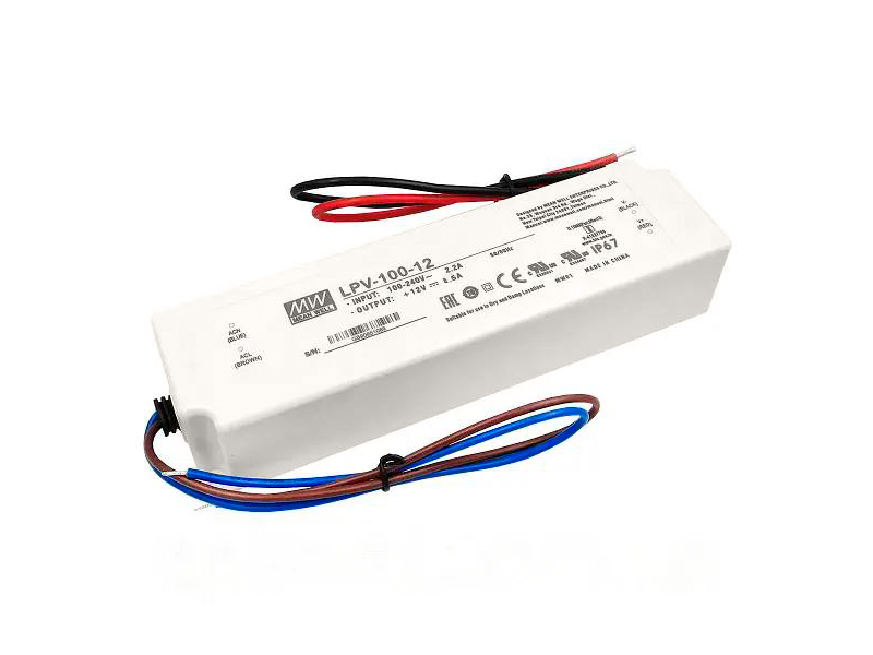 Блок живлення 100W-IP67 12V LPV-12-100 AC127-370V/DC 2 роки гарантії MEAN WELL - фото 1 - id-p1758602207