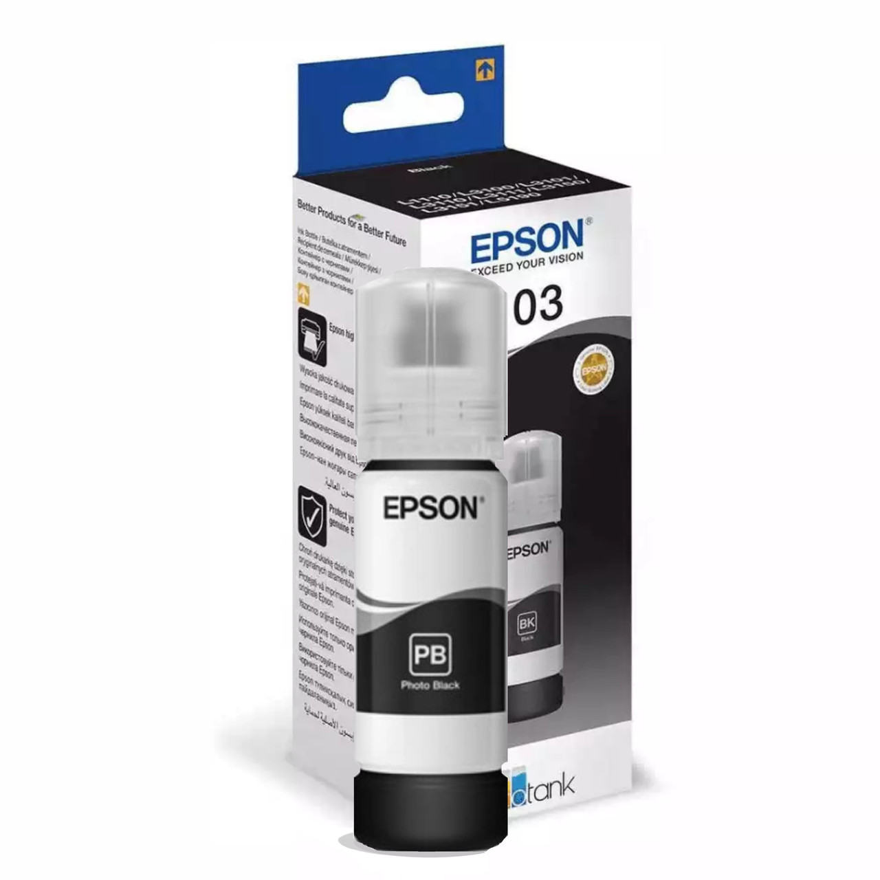 Чорнило для EPSON L3210 принтера, чорні фарби, оригінальне, контейнер * 65 мл.