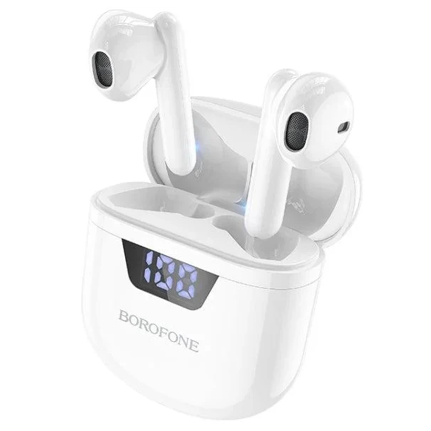 Бездротові навушники з мікрофоном Bluetooth навушники в кейсі BOROFONE BW05 Білий, фото 1