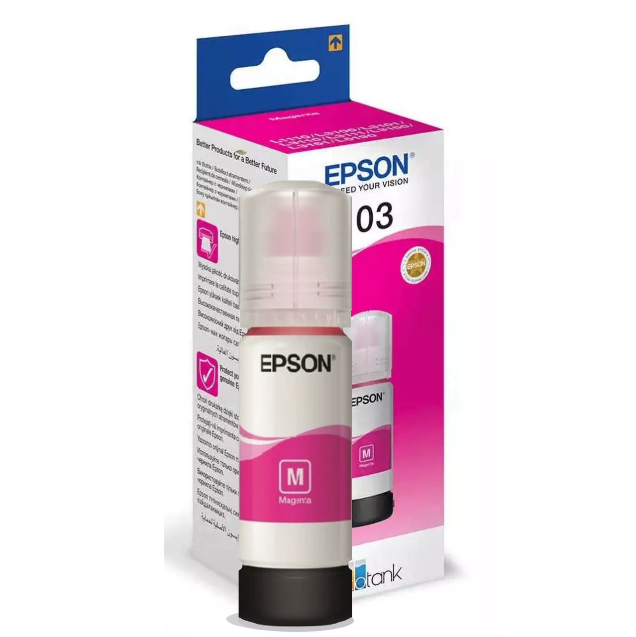 Чорнило для EPSON L3210 принтера, пурпурові фарби, оригінальні, контейнер, 70 мл * флакон