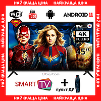 Смарт-тв + wi-fi + пульт телевизор Liberton 45" Smart-TV/Full HD/DVB-T2/USB Android 13.0