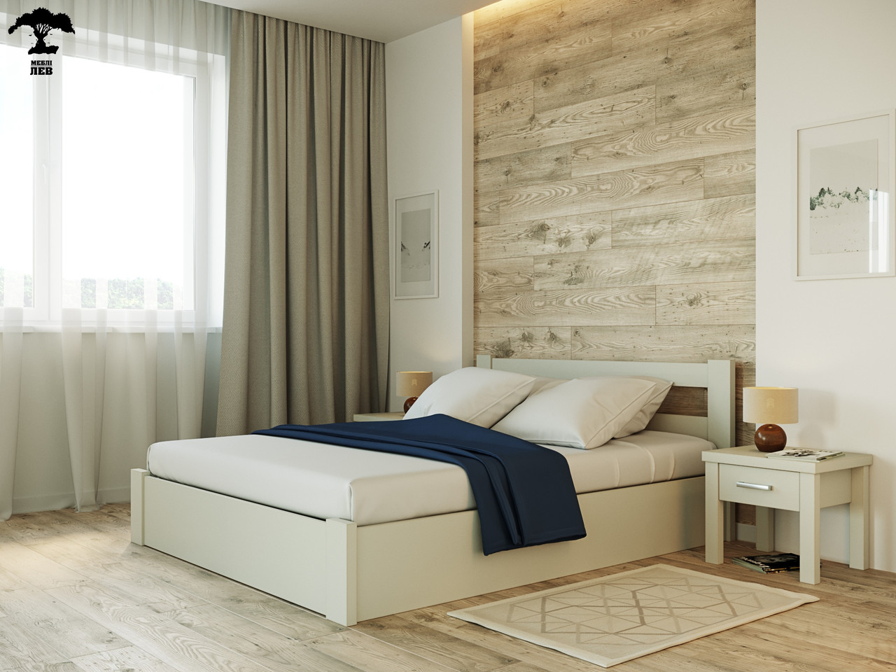 Ліжко Соня з натурального дерева Бук та підйомним механізмом, фото 1