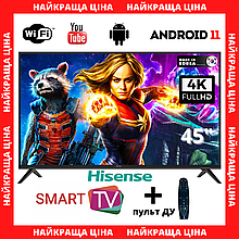 ТВ СМАРТ телевізор Hisense 45" Smart-TV/Full HD/DVB-T2/USB Android 11 + ТВ пульт