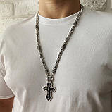 Срібний ланцюжок Лисий Хвост зі вставками личків святих і Хрестом, фото 3