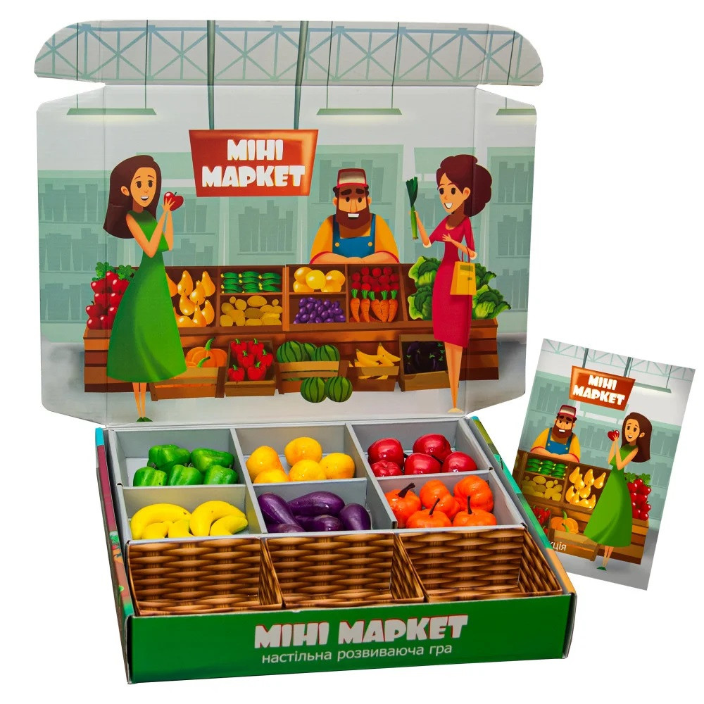 Настільна гра Міні Маркет 30915 Strateg УКР, овочі, фрукти, дитяча, розвиваюча, для дітей, сім'ї
