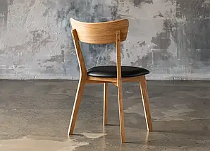 Дерев'яний стілець з дуба "Діана" з лаковим покриттям, м'яким сидінням та спинкою на кухню або вітальню, фото 2