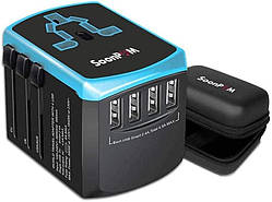 Адаптер для подорожей SOONPAM Універсальний з 4 портами USB