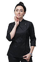 Кітель кухарський жіночий чорний "Асиметрія" з асиметричною застібкою — стиль, комфорт і практичність | Купити в Україні