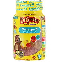 Омега 3 для детей, Lil Critters, Рыбий жир омега-3, со вкусом малинового лимонада, 60 жевательных мармеладок