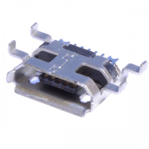 Гніздо (коннектор) micro USB 5pin HW-MC-5F-05, фланці посередині для встановлення у виріз
