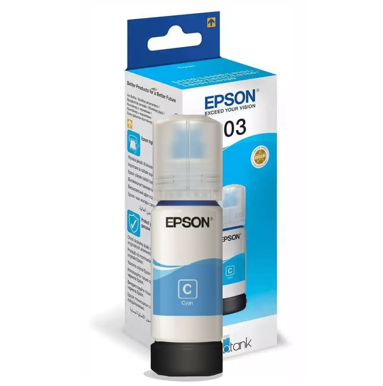 Чорнило для EPSON L3210 принтера, блакитні фарби, оригінальне, контейнер * 70 мл
