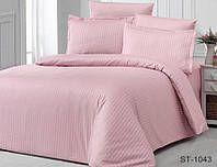 Двуспальный комплект постельного белья Турция страйп-сатин розовый в полоску LUXURY ST-1043