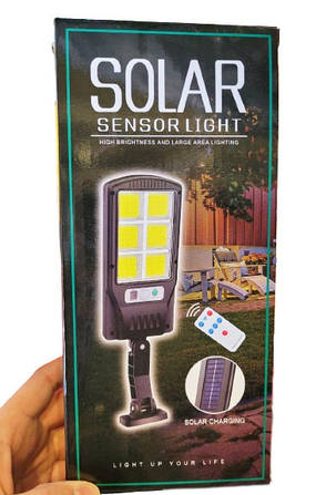 Вуличний світильник ліхтар акумуляторний Solar Sensor Light BK-240-SMD-B з пультом на сонячній батареї, фото 4