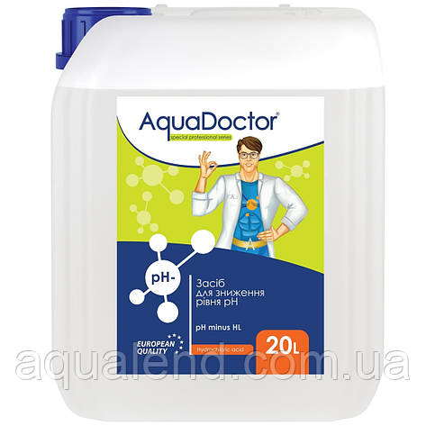 Рідкий засіб для зниження рівня pH Aquadoctor pH Minus HL 20 л Соляна 14%, фото 1