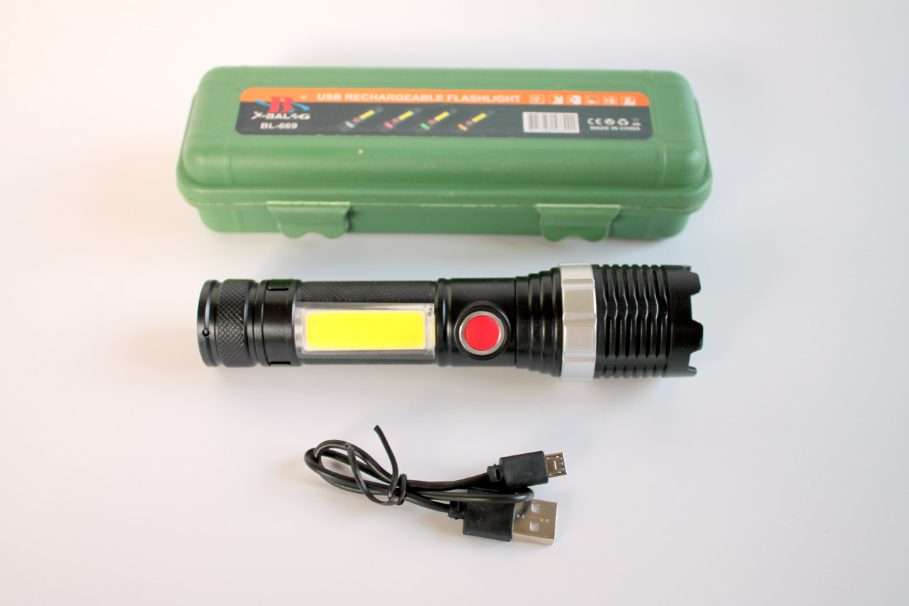 Ручний ліхтар BL-669 у кейсі світлодіодний акумуляторний фонарик, фото 1
