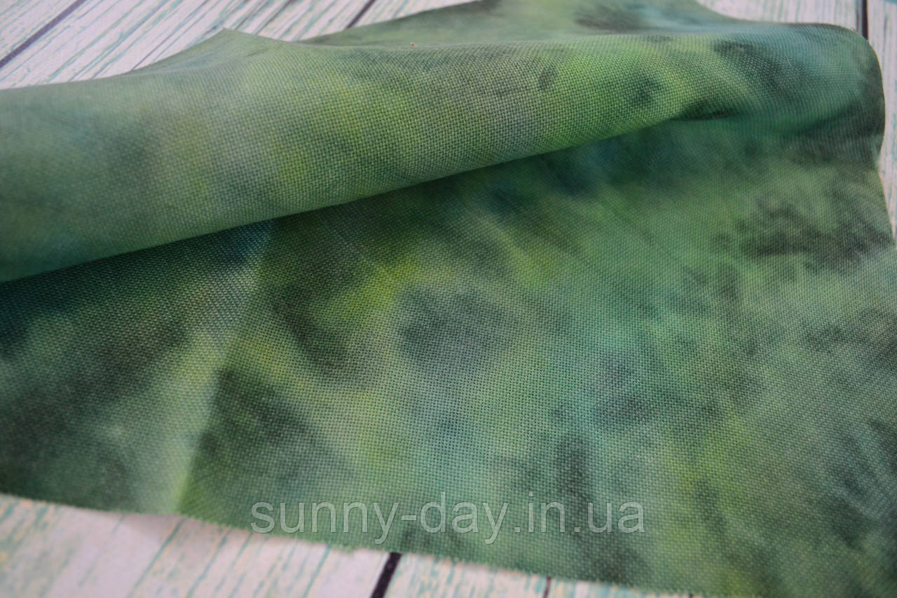 Тканина ручного фарбування розмір 35х45см основа Bellana колір "Зелений смерч"