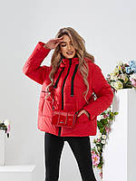 Стильная женская демисезонная куртка с капюшоном Арт. 507 красного цвета / красный