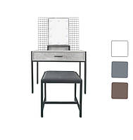 Туалетний столик з дзеркалом та підсвіткою + табурет AVKO ADT21 косметологічний стіл для косметики W_1461 Beton