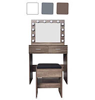 Туалетний столик з дзеркалом та підсвічуванням + табурет AVKO ADT3 стіл косметологічний для косметики W_1460 Grey Walnut