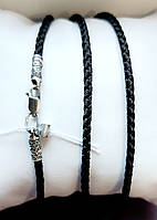 Серебряный шнур черная нить с серебряными окончаниями