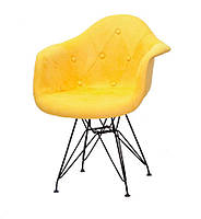 Кресло Leon Soft BK-ML кашемир желтый W-4 на металлических черных ножках, Eames DAR Armchair