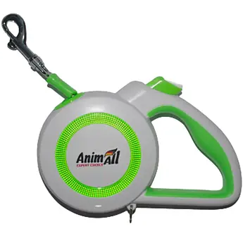 Повідець-рулетка AnimAll Reflector для собак вагою до 15 кг, 3 м, салатово-біла