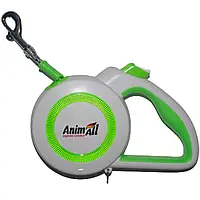 Повідець-рулетка AnimAll Reflector для собак вагою до 25 кг, 5 м, салатово-біла