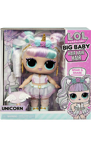 LOL Surprise Big Baby Hair Hair Hair Unicorn Doll ID