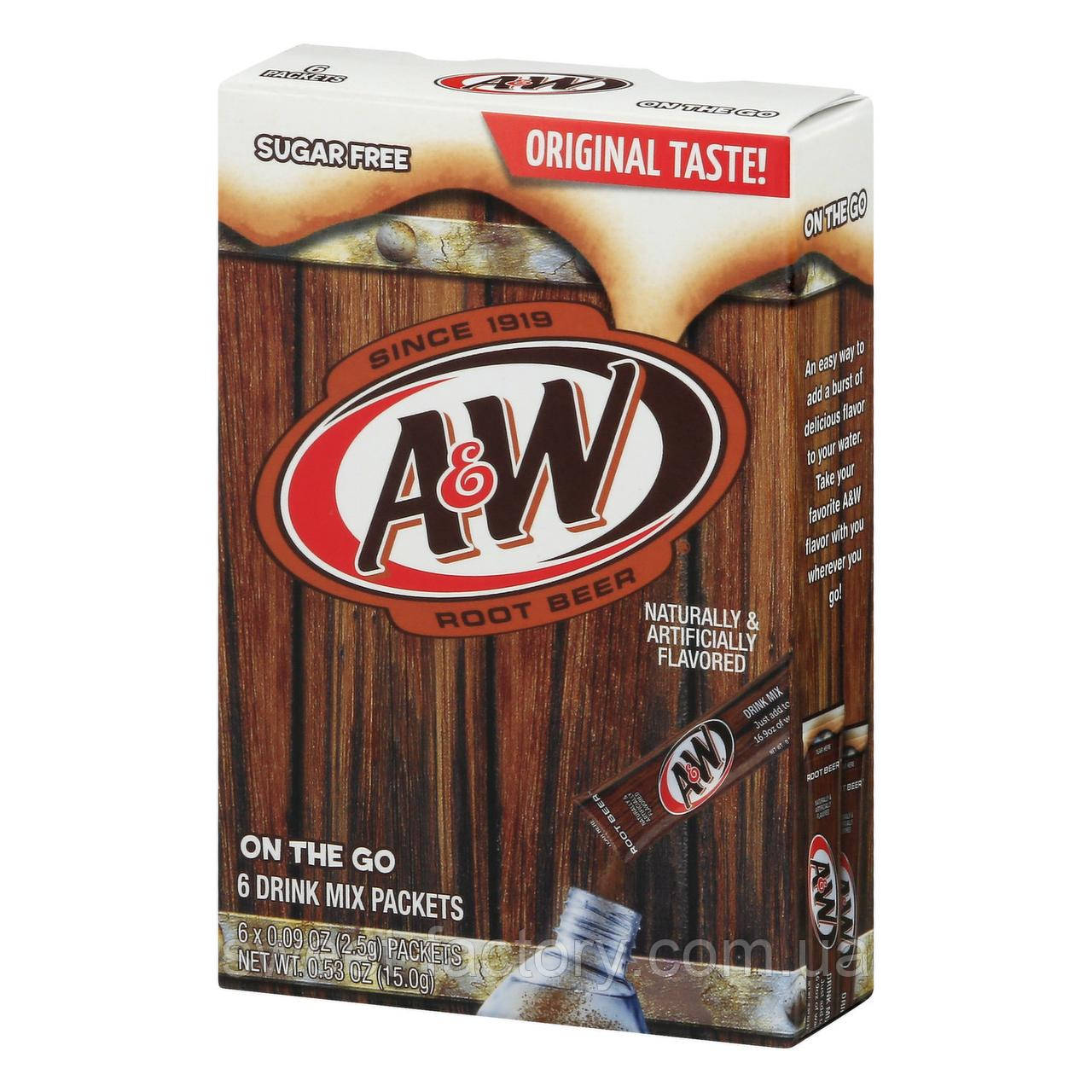 Порошок для приготування A&W Root Beer Без цукру Drink Mix 6s 15g