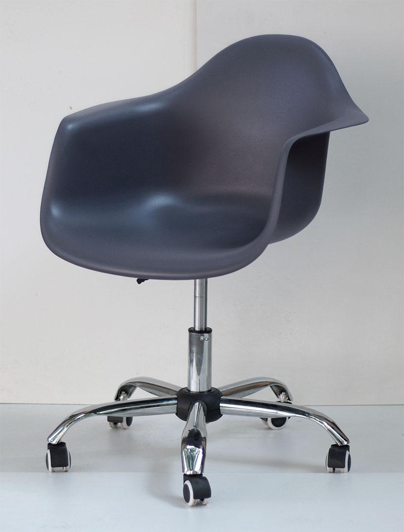 Крісло Leon Office пластик антарцит 01, дизайн Eames Plastic Armchair PACC Office Chair