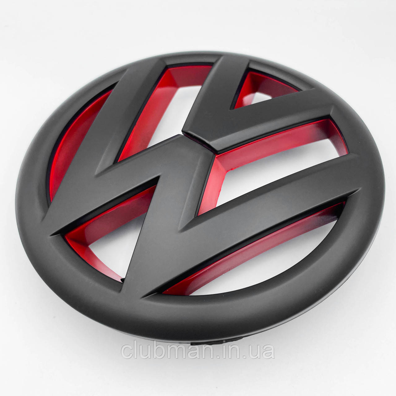 Емблема передня VW (Фольцваген) 135 мм GOLF 6 (2008-2013) - Чорний мат, Червоний фон (5K0853601)