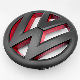 Емблема передня VW (Фольцваген) 135 мм GOLF 6 (2008-2013) - Чорний мат, Червоний фон (5K0853601)