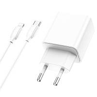 Сетевое зарядное устройство быстрая зарядка + кабель Lightning Apple BOROFONE BA67A |USB/Type-C, 20W| Белый