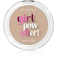 Пудра для лица Claresa компактная с естественным матовым эффектом Girl Powder